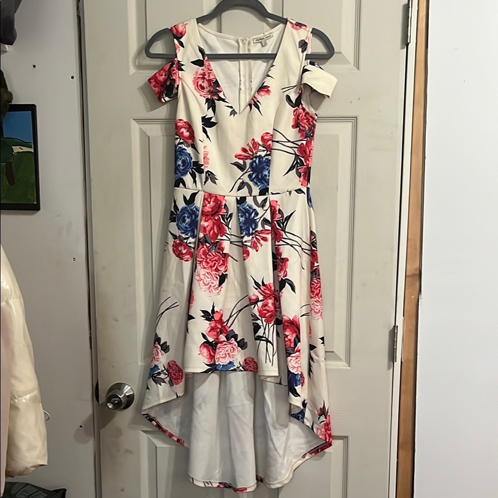 Charlotte Russe Red and Green High-Low Sundress